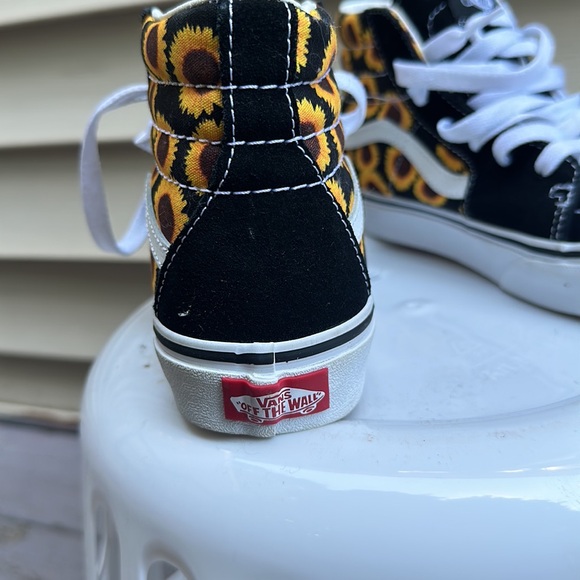Vans Sunflower yellow and black high top sneaker girls kids size 3 - Picture 6 of 13